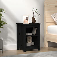 vidaXL Sängbord Svart 40x35x55 cm massivt furuträ