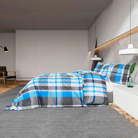 vidaXL Bäddset blå och grå 200x200 cm bomull