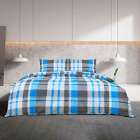 vidaXL Bäddset blå och grå 225x220 cm bomull