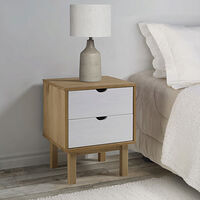vidaXL Sängbord OTTA brun&vit 45x39x57cm massiv furu