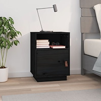 vidaXL Sängbord svart 40x34x55 cm massiv furu