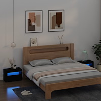 vidaXL Sängbord med LEDs 2 st Svart 60x35x40 cm