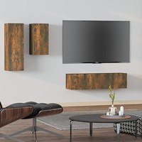 vidaXL Tv-skåp 4 delar Rökfärgad ek konstruerat trä