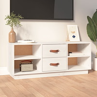vidaXL Tv-bänk vit 100x34x40 cm massiv furu