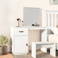 vidaXL Sminkbord Vit 95x50x134 cm massiv furu