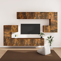 vidaXL TV-skåp 10 delar rökfärgad ek konstruerat trä