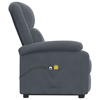 vidaXL Massagefåtölj med uppresningshjälp mörkgrå sammet