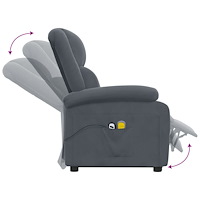 vidaXL Massagefåtölj med uppresningshjälp mörkgrå sammet