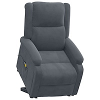 vidaXL Massagefåtölj med uppresningshjälp mörkgrå sammet