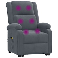 vidaXL Massagefåtölj med uppresningshjälp mörkgrå sammet
