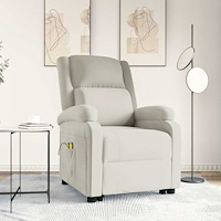 vidaXL Massagefåtölj med uppresningshjälp gräddvit sammet
