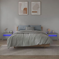 vidaXL Sängbord 2 st med LED-belysning Grå sonoma 60x35x40 cm