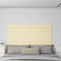 vidaXL Väggpaneler 12 st gräddvit 90x15 cm konstläder 1,62 m²