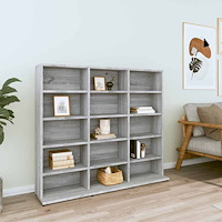 vidaXL CD-hylla grå djävulen 100x23x89,5 cm konstruerat trä