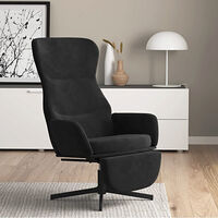 vidaXL Vilstol med fotstöd svart sammet