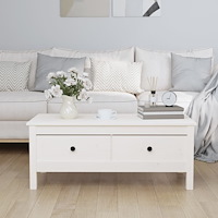 vidaXL Soffbord vit 100x50x40 cm massiv furu