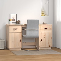 vidaXL Skrivbord med skåp 135x50x75 cm massiv furu