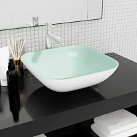 vidaXL Handfat glas 42x42x14 cm vit
