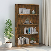 vidaXL Bokhylla 4 hyllor rökfärgad ek 80x24x142 cm konstruerat trä