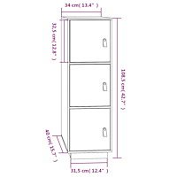 vidaXL Vitrinskåp vit 34x40x108,5 cm massiv furu