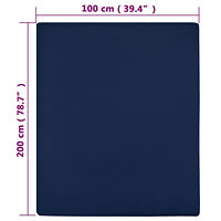 vidaXL Dra-på-lakan jersey 2 st marinblå 100x200 cm bomull