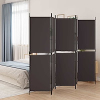 vidaXL Rumsavdelare 5 paneler brun 250x180 cm tyg