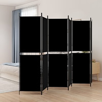 vidaXL Rumsavdelare 6 paneler svart 300x180 cm tyg