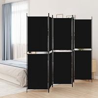 vidaXL Rumsavdelare 5 paneler svart 250x200 cm tyg
