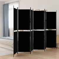 vidaXL Rumsavdelare 6 paneler svart 300x200 cm tyg
