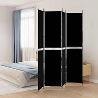 vidaXL Rumsavdelare 4 paneler svart 200x220 cm tyg