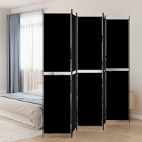 vidaXL Rumsavdelare 5 paneler svart 250x220 cm tyg