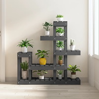 vidaXL Växtställ grå 92x25x97 cm massiv furu