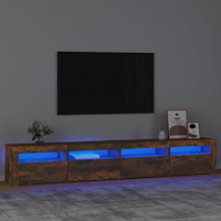 vidaXL Tv-bänk med LED-belysning rökfärgad ek 240x35x40 cm