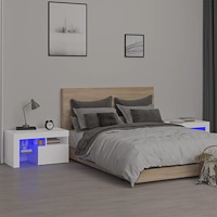 vidaXL Sängbord med LED 2 st vit 70x36,5x40 cm