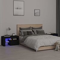 vidaXL Sängbord med LED 2 st svart 70x36,5x40 cm