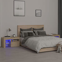 vidaXL Sängbord med LED 2 st sonoma-ek 70x36,5x40 cm