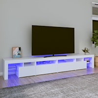 vidaXL Tv-bänk med LED-belysning Vit 260x36,5x40 cm