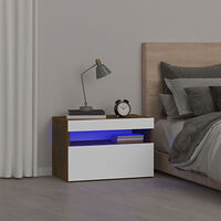 vidaXL Sängbord med LED-belysning rökfärgad ek 60x35x40 cm