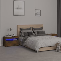 vidaXL Sängbord 2 st med LED-belysning rökfärgad ek 60x35x40 cm