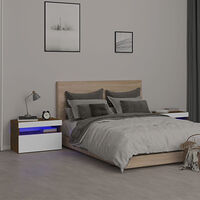 vidaXL Sängbord 2 st med LED-belysning rökfärgad ek 60x35x40 cm