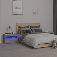 vidaXL Sängbord 2 st med LED-belysning grå sonoma 60x35x40 cm