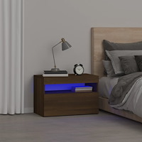 vidaXL Sängbord med LED-belysning brun ek 60x35x40 cm