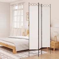 vidaXL Rumsavdelare 3 paneler vit 120x220 cm tyg