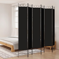 vidaXL Rumsavdelare 6 paneler svart 240x220 cm tyg