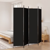vidaXL Rumsavdelare 4 paneler svart 200x200 cm tyg