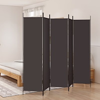 vidaXL Rumsavdelare 5 paneler brun 250x200 cm tyg