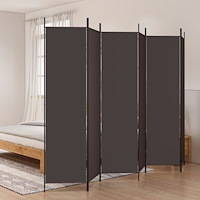 vidaXL Rumsavdelare 6 paneler brun 300x200 cm tyg