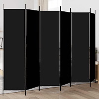 vidaXL Rumsavdelare 6 paneler svart 300x200 cm tyg