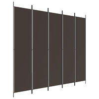 vidaXL Rumsavdelare 5 paneler brun 250x220 cm tyg