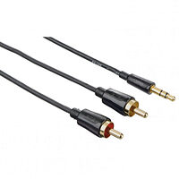 Hama Kabel Audio 3.5mm-2xRCA Flexislim Guld Svart 1.5m